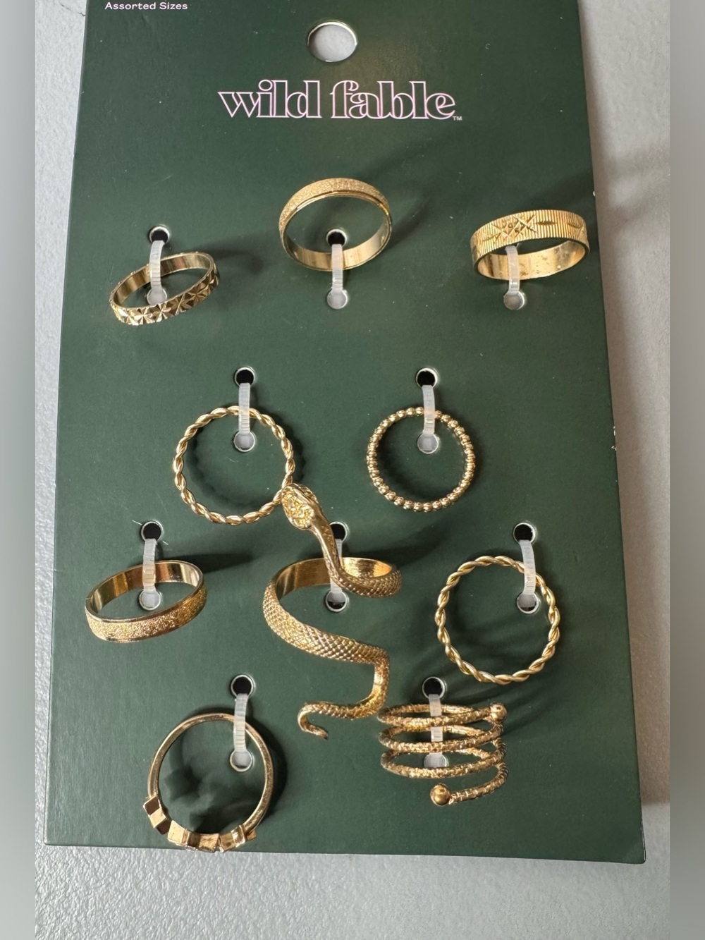 wild fable Gold Tone Stackable Ring Set assorted sizes stars snakes celestial